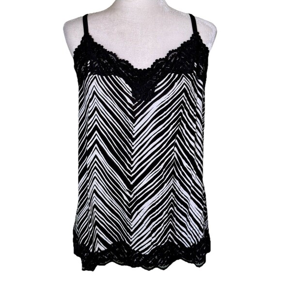 Lane Bryant Women's Y2K Boho Zebra Print Lace Cami Top Night Out Trendy 14/16 - Picture 1 of 5